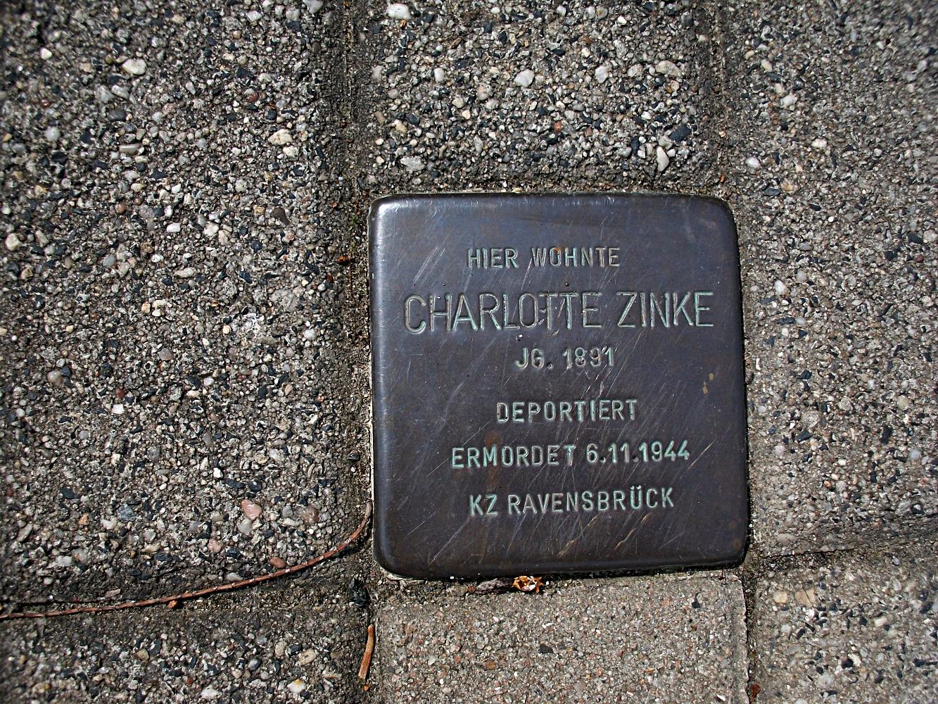 Stolperstein für Charlotte Zinke